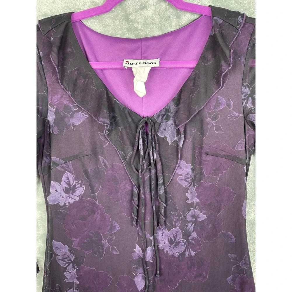 Just Choon Y2K‎ Dress Small Purple Grunge Whimsigoth Fairy Dark Romantic VTG